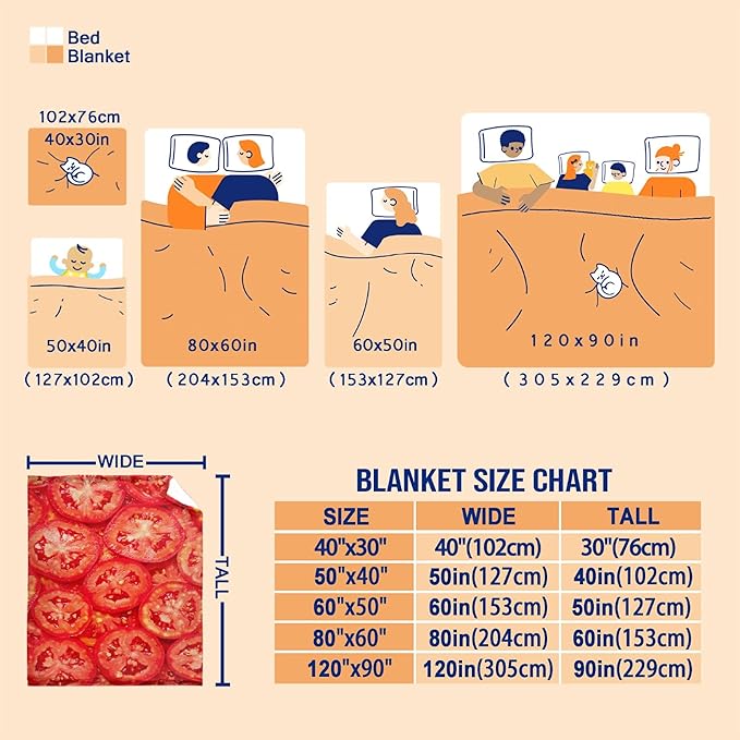Tomatoes Blanket Food Fleece Lightweight Throws Gift for Birthday Christmas Soft Flannel Blankets for All Season Bed Sofa Teen Size-50"x60"