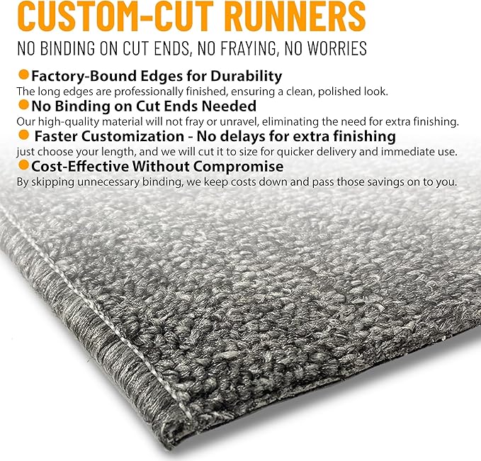 Ottomanson 2'7" x 8' Ultra-Thin Hallway Runner Rug - Durable Non-Slip Carpet for High-Traffic Areas - Fits Under Doors for Seamless Entry - Ideal for Kitchen, Entryway, Bedroom & Living Room, Gray
