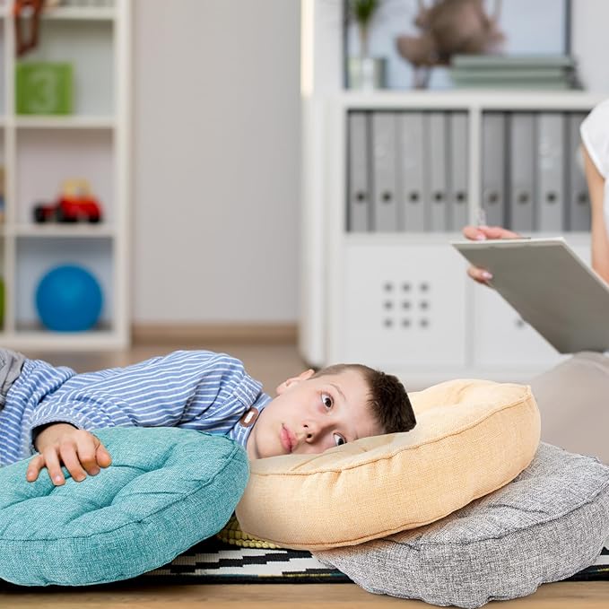 Juexica 8 Pcs Floor Cushions for Kids Floor Pillows Flexible Seating Cushions 3.5'' Thick Flexible Seating Classroom Furniture Meditation Seat Pillows for Home Nursery Yoga Decor(Morandi,Round)