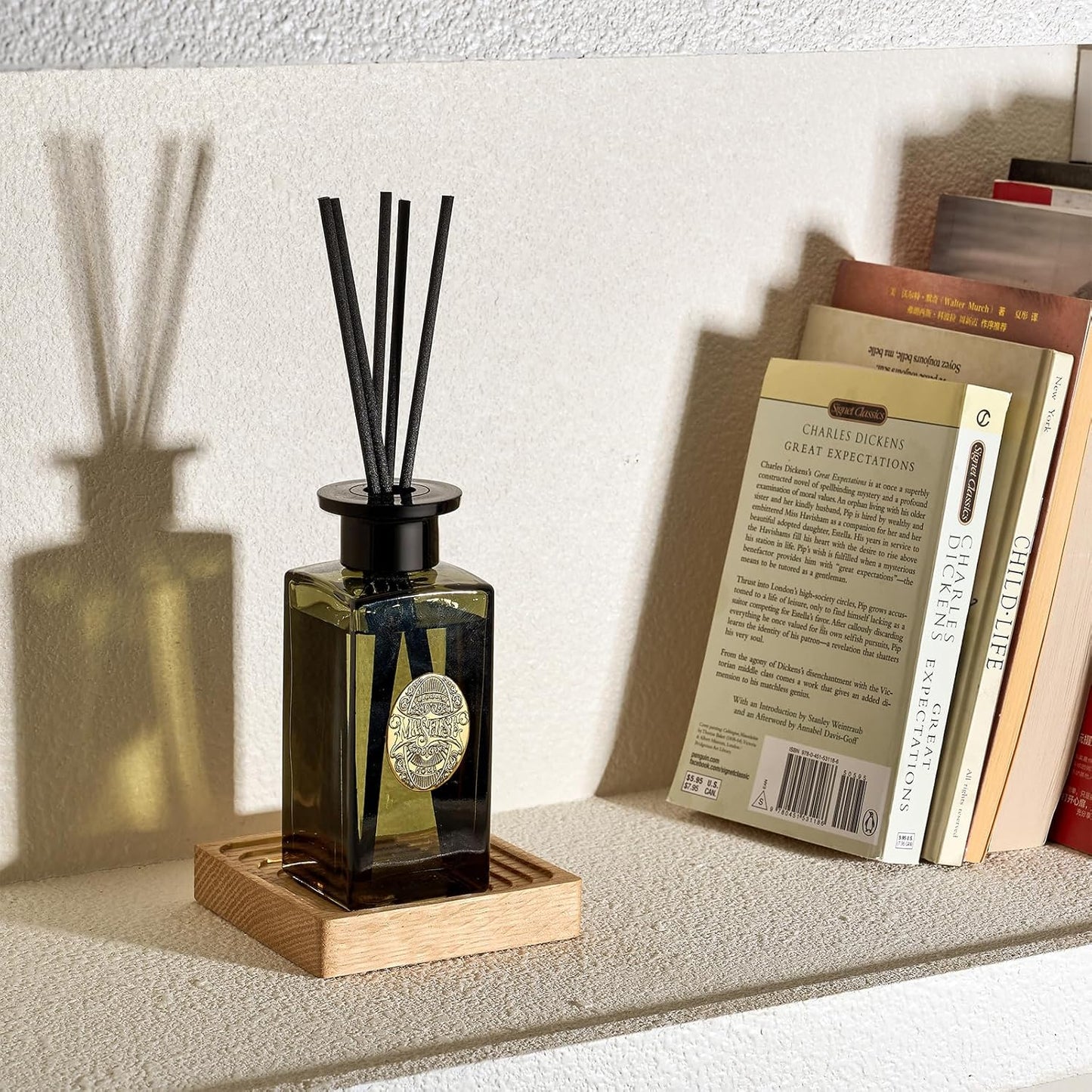 M&SENSE 6.3 oz Large Reed Diffuser Set | Lime Basil Scent Oil Diffuser with Sticks | Hotel Collection Non-Toxic Essential Oil |for Bedroom Bathroom Living Room