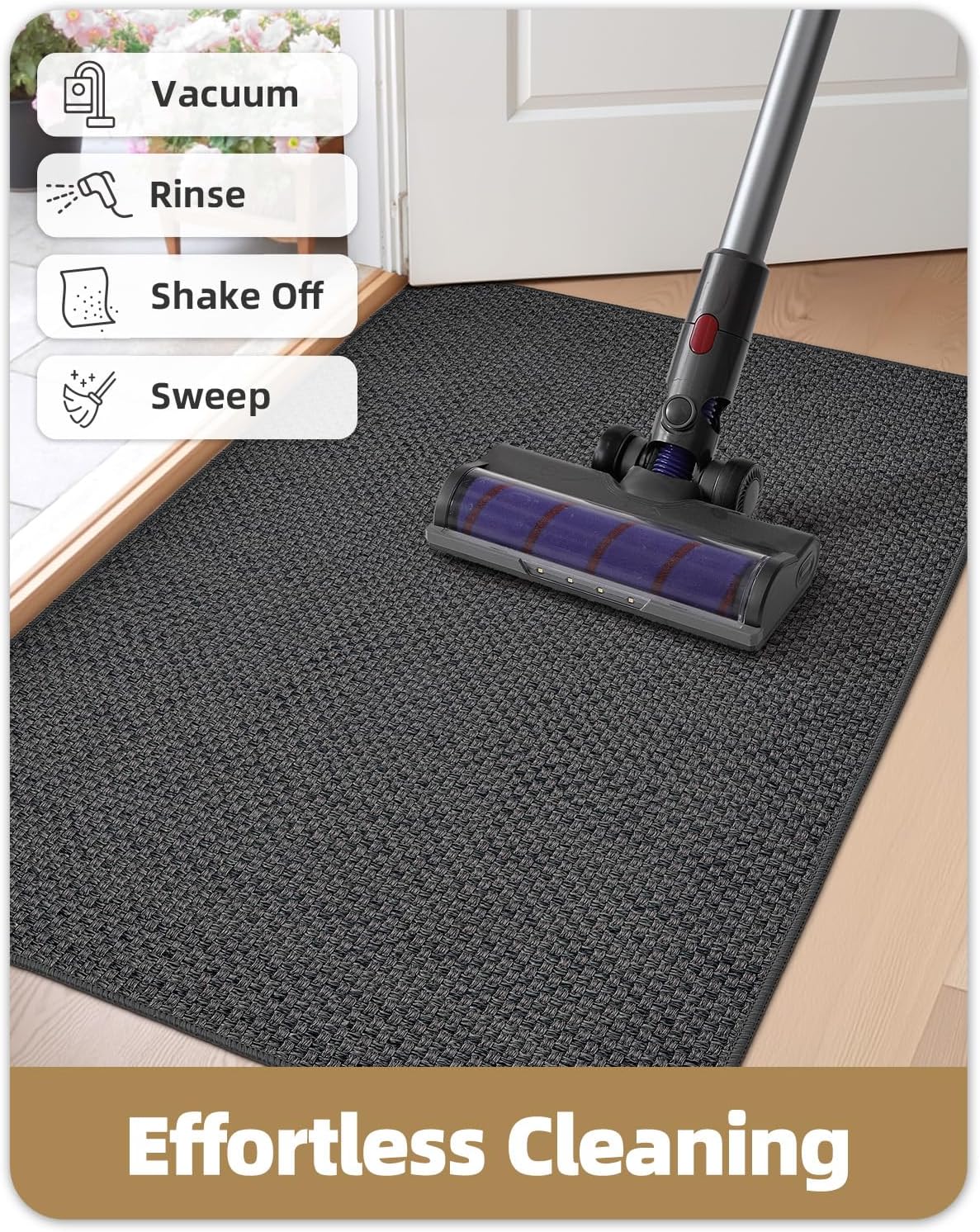 Color&Geometry Front Door Mat Indoor 21"x31", Rugs for Entryway, Non Slip Washable Absorbent Low-Profile Inside, Entry Rug Door Mat Indoor Entrance, Grey (Fold)