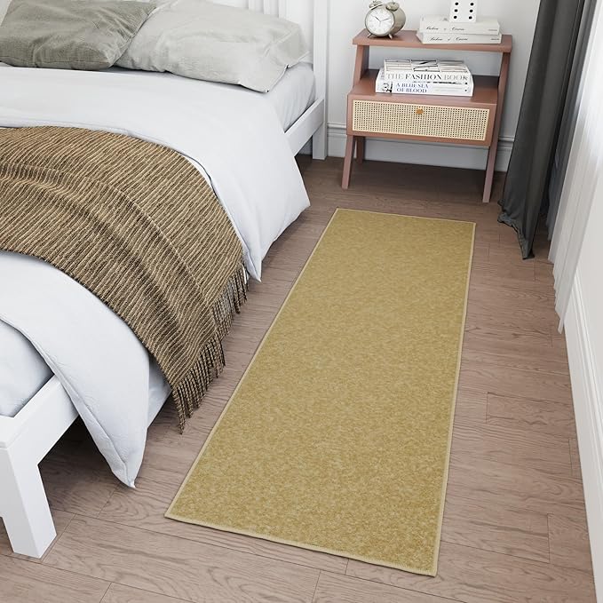 Ottomanson Hallway Runner Rug 2'2" x 6' Non Slip Solid Area Rugs Easy to Clean Laundry Rug Runner Durable & Pet Friendly Floor Carpet Runners for Hallways Entryway Living Room Kitchen, Beige