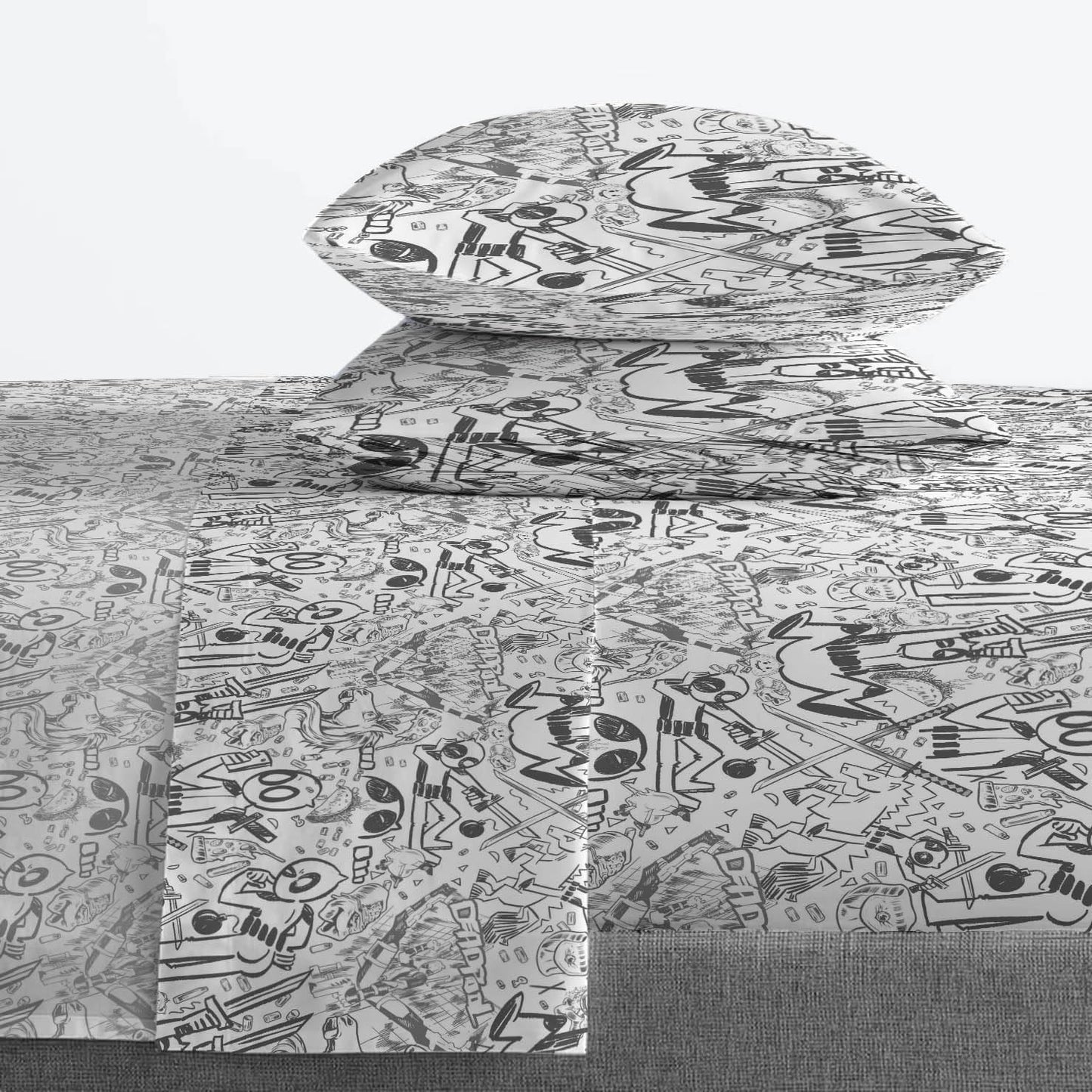 Jay Franco Sheet Set with Fitted, Flat Sheets & Pillow Cover - Ultra-Soft Bedding with Pillowcase for Room Decor, White - Deadpool, 4 Piece Full