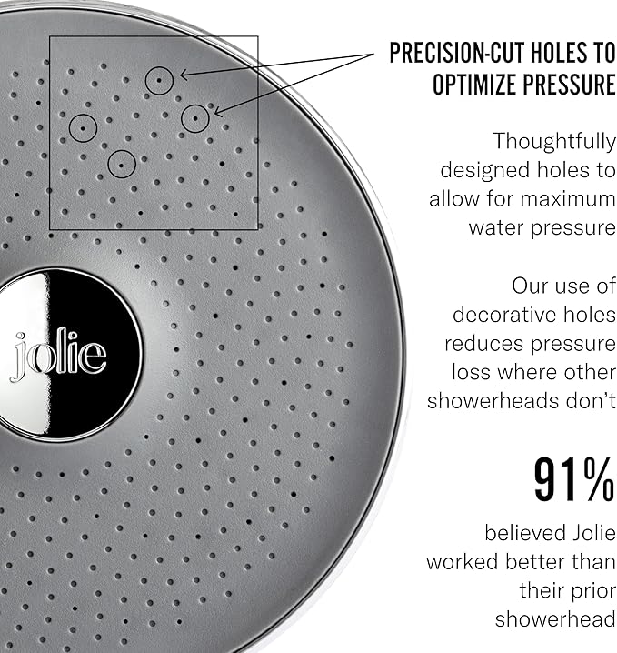 THE JOLIE FILTERED SHOWERHEAD with Shower Filter System- High Pressure Showerhead, Hair and Skincare Accessory to Improve Beauty and Personal Care Routine (New Modern Chrome)