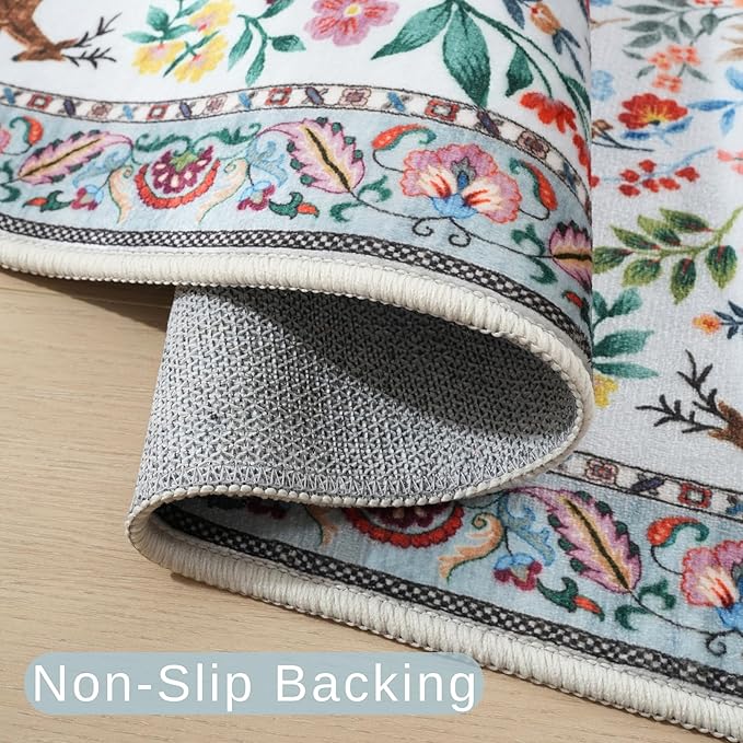 Runner Rug Washable Kitchen Runner 2'x 6'Runner Rug Floral Non-Slip for Entryway Indoor Soft Carpet Runner for Hallways, Kitchen, Laundry, Bedroom, Bathroom(Colorful)