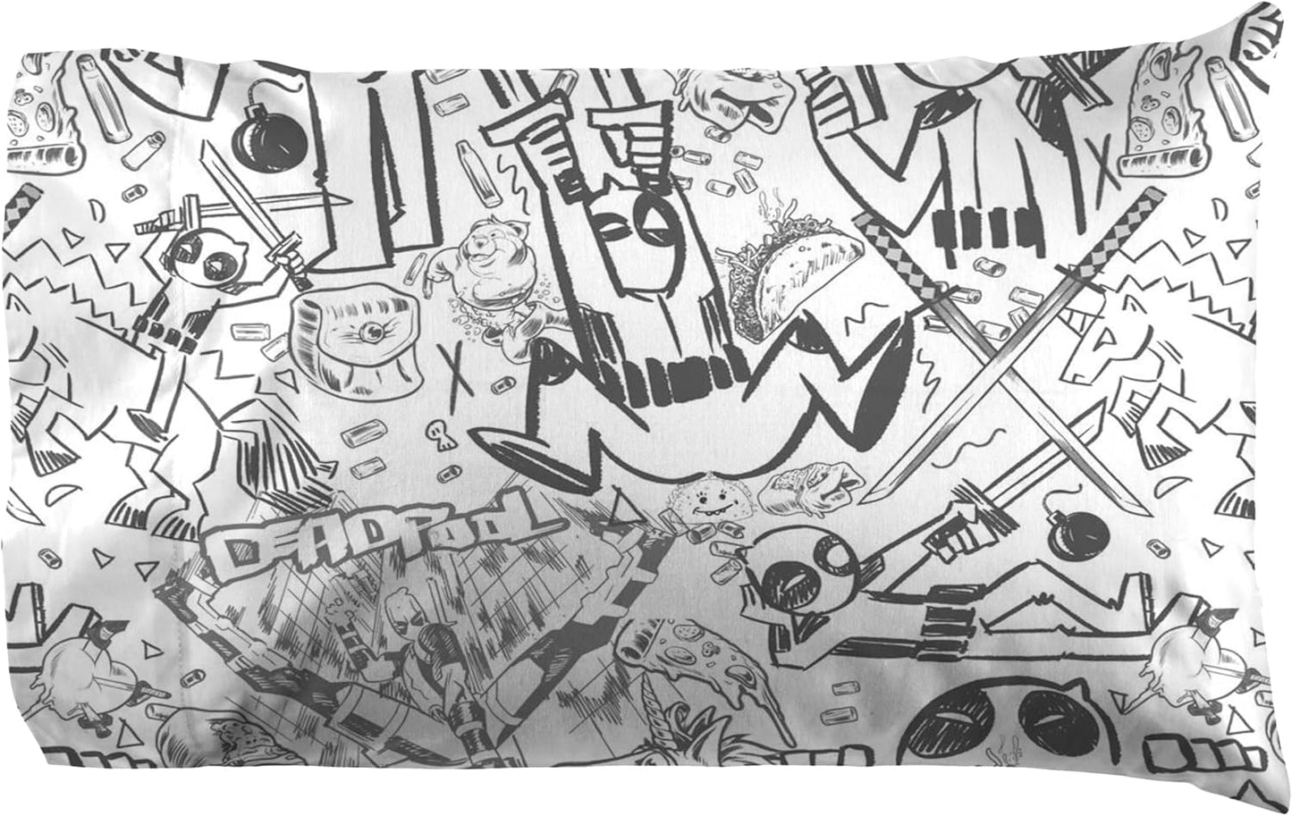 Jay Franco Sheet Set with Fitted, Flat Sheets & Pillow Cover - Ultra-Soft Bedding with Pillowcase for Room Decor, White - Deadpool, 4 Piece King