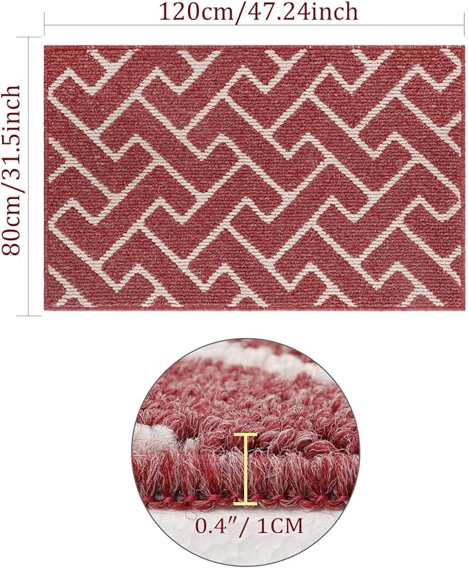 hicorfe Kitchen Rugs and Mats,Kitchen Mats for Floor,32"x48" Non Slip Runner Rug,Absorbent Resist Dirt Comfort Standing Mat Machine Washable for Entryway,Hallway,Front of Sink(Red)