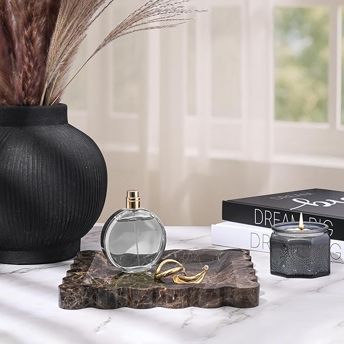Marble Home Accessory Tray, Elegantly Designed Multi-Purpose Tray, Decorative and Versatile for Living Room, Bathroom, Office, Kitchen (Imperator Dark)