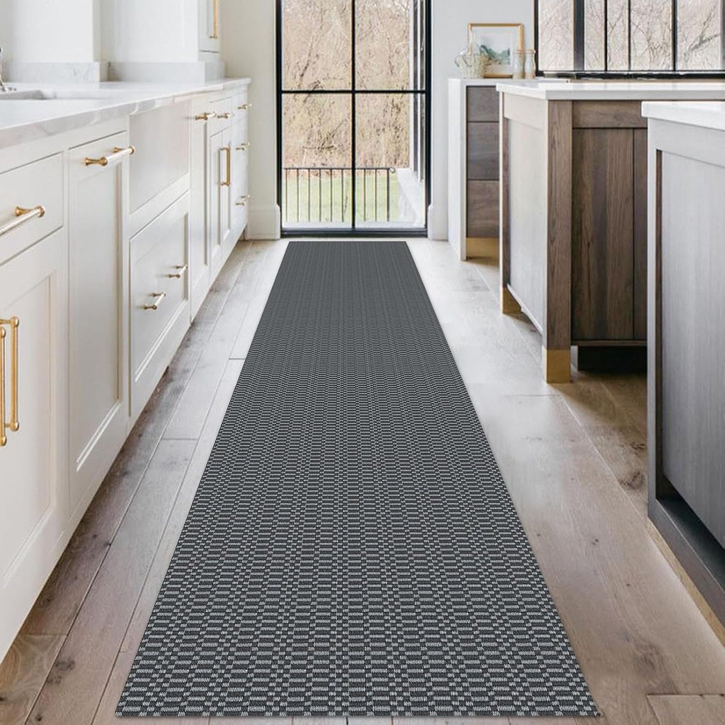 KOZYFLY Washable Runner Rug 2x10 ft Hallway Kitchen Runner Rugs with Rubber Backing Bobo Non Slip Entryway Runner Indoor, Long Carpet Runners for Hall Kitchen Entryway, Grey/Charcoal Grey