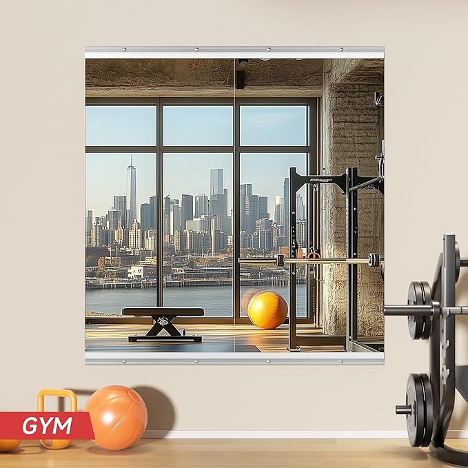 Home Gym Mirror, 48'' x 24'' x 2PCS, Large Full Body Mirror for Yoga, Frameless Tempered Glass, Wall Mounted for Home Gym, Garage, Bedroom, Bathroom