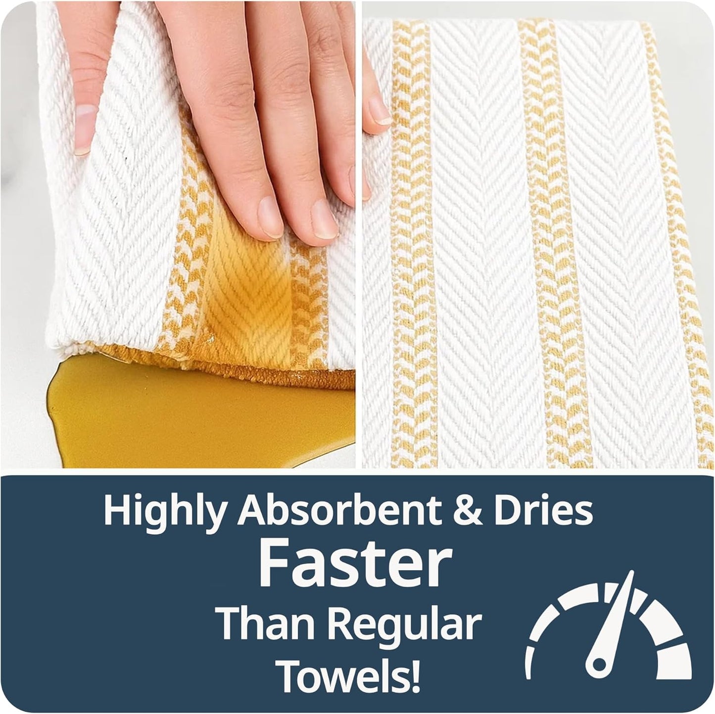 LANE LINEN Kitchen Towels Set of 4-18”x28” Absorbent Cotton Dish Towels, Quick-Drying Hand & Tea Towels for Kitchen, Light Tan