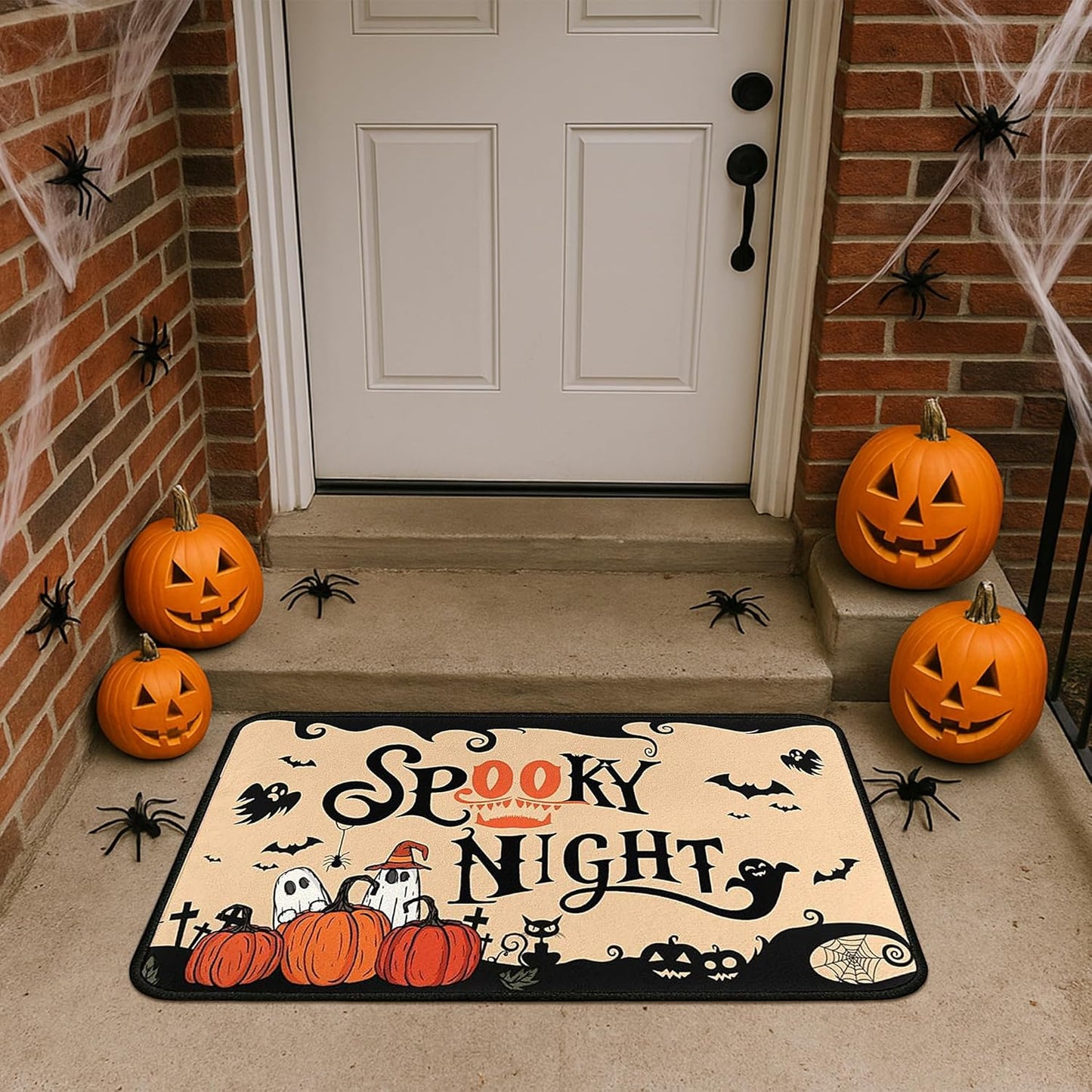 2 Piece Halloween Kitchen Decor Rugs Set,Cute Ghost Kitchen Rugs and Mats Non Skid Washable Absorbent Kitchen Accessories Decoration Floor Mats 17"x47"+17"x30"