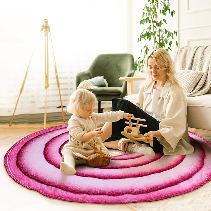 Vessia Onion Throw Blanket, Realistic Funny Food Blanket for Adults and Kids, 300GSM Giant Soft Vegetables Throw for Couch, Sofa, Bed, Fun Cozy Round Gifts for Boys, Girls, 60 inches