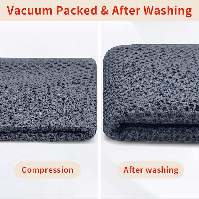 Homaxy 100% Cotton Kitchen Towels and Dishcloths Set, 12 x 12 Inches and 13 x 28 Inches, Set of 12 Bulk Kitchen Towels Set, Ultra Soft Absorbent Dish Cloths for Washing Dishes, Dark Grey