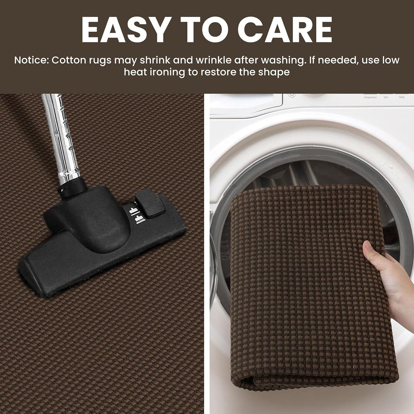 IOHOUZE Washable Runner Rug 2x5 Non Slip Runners for Hallways Entryway Runner Indoor, Kitchen Throw Rug Woven Cotton Floor Carpet for Hall Entrance Bedroom, Brown