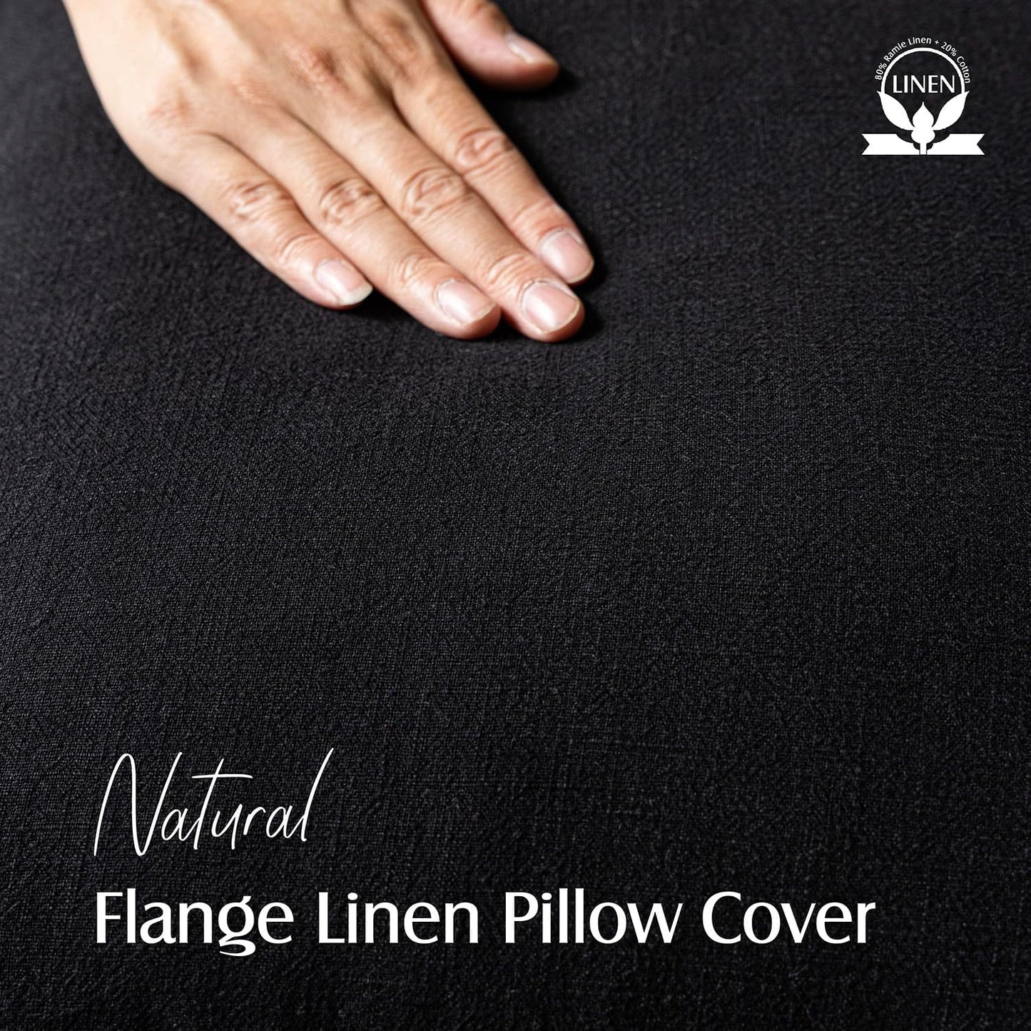 Foindtower Pack of 2, Decorative Linen Soild Throw Pillow Covers Soft Accent Cushion Case Boho Farmhouse Neutral Pillowcase for Chair Couch Sofa Bedroom Living Room Home Decor 24 x 24 Inch Black