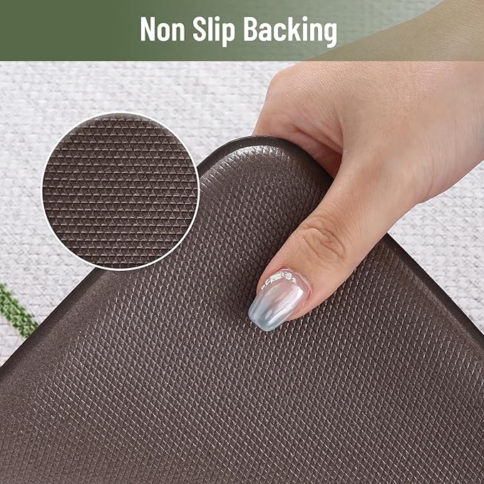 KIMODE Kitchen Mats Cushioned Anti Fatigue, Farmhouse Christmas Kitchen Rugs Sets of 2, Non Slip Kitchen Mats for Floor, Comfort Kitchen Floor Mats for Sink Laundry Desk 17"x47"+17"x29" Green