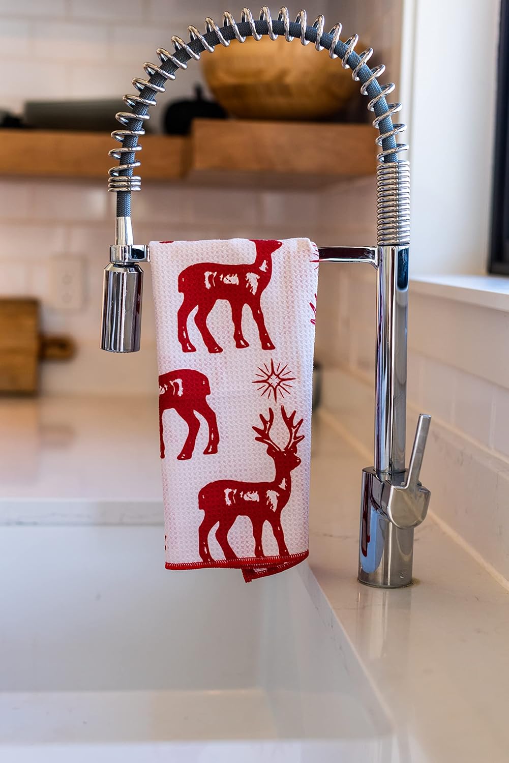 2 Pack || Not Your Ordinary Kitchen Towels || Dish Towels ||Quick Dry || Waffle Weave Microfiber || Designer Prints || Highly Absorbent || Hanging Hook (Charcoal Christmas)