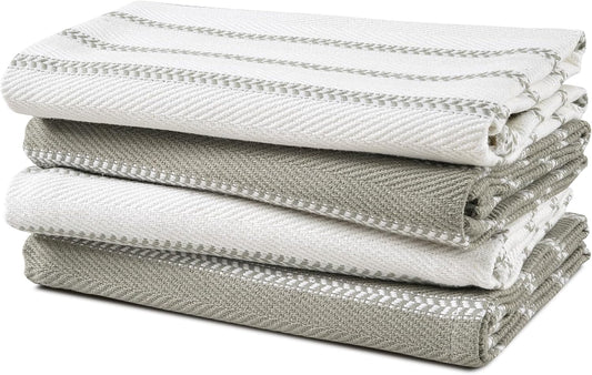 LANE LINEN Kitchen Towels Set - Pack of 4 Cotton Dish Towels for Drying Dishes, 18”x 28”, Absorbent Tea Towels, Quick Drying Kitchen Towel Set - Grey