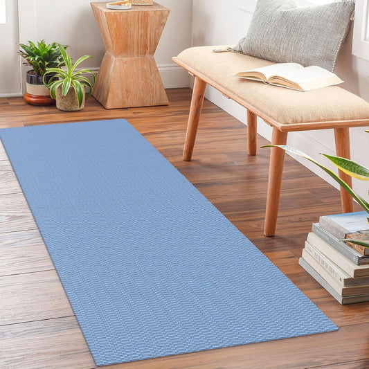 KOZYFLY Washable Runner Rug 2x5 Ft Runners for Hallways Rubber Backed Throw Rug, Braided Cotton Entryway Runner Indoor, Carpet Runners for Hallway Kitchen Entryway Bedroom, Blue