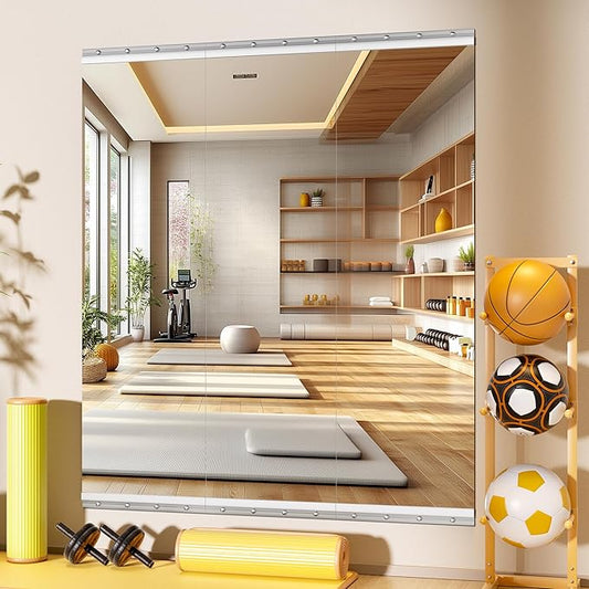 Home Gym Mirror, 55'' x 17'' x 3PCS, Large Full Body Mirror for Yoga, Frameless Tempered Glass, Wall Mounted for Home Gym, Garage, Bedroom, Bathroom