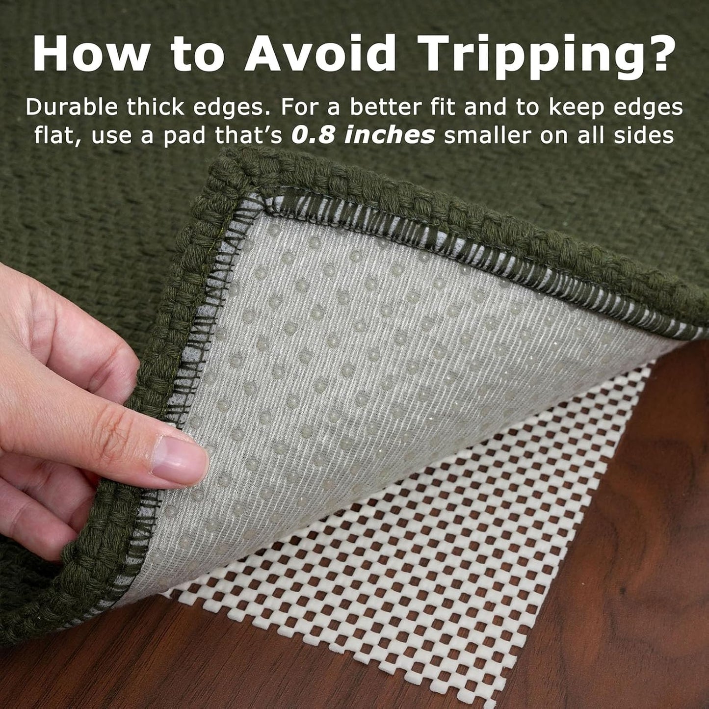 KOZYFLY Area Rug 4x6 Ft Washable Rugs for Entryway Non Slip Rubber Backed Throw Rugs Boho Entry Rug, Cotton Braided Floor Carpet for Kitchen Dining Room Living Room, Dark Green