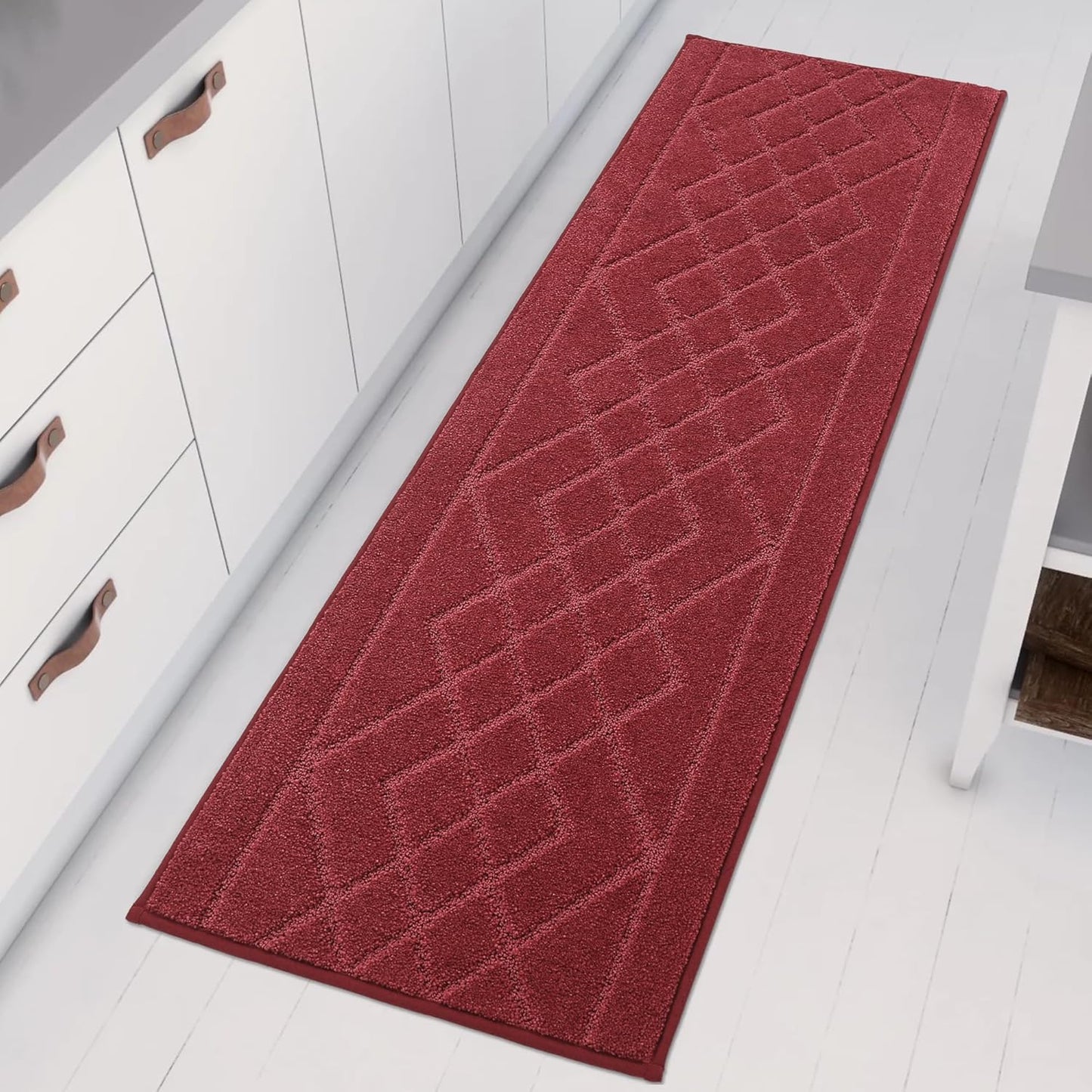 BEQHAUSE Kitchen Runner Rug 20”x59” Washable Non Slip Kitchen Mats for Floor Absorbent Soft Kitchen Rugs for Floor,Sink,Hallway,Laundry,Burgundy Red