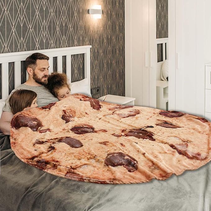 Vessia Giant Cookie Blanket, Realistic Funny Food Blanket for Adults and Kids, 300GSM Soft Chocolate Cookies Throw for Couch, Sofa, Bed, Fun Round Home Decor for All Seasons 60 inches