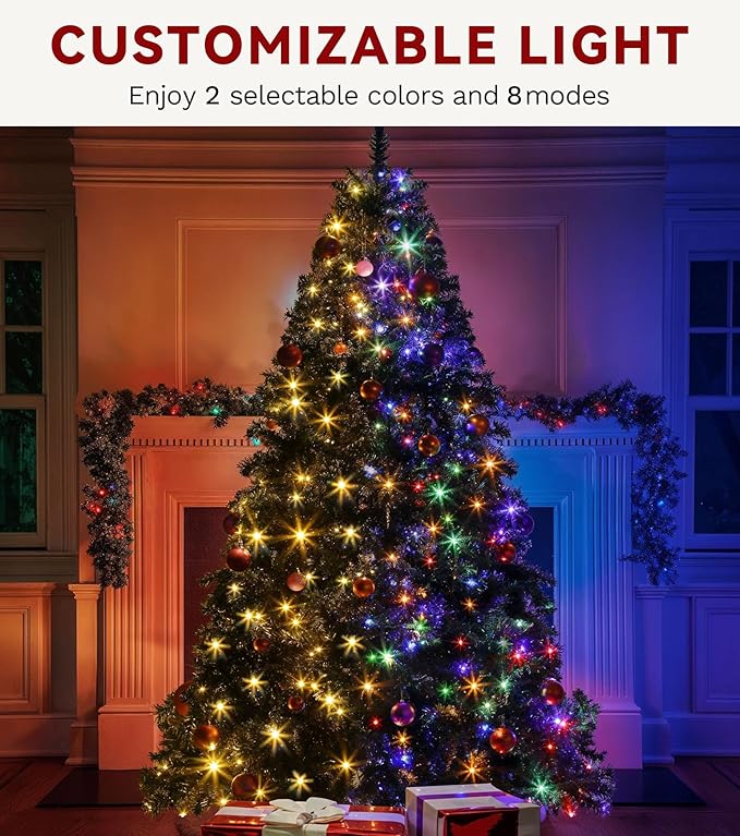 DWVO 6ft Pre-lit Black Christmas Tree with Lights, Prelit Halloween ChristmasTtrees with 818 Tips & 250 UL Listed Lights, Automatic Branches & Easy Assembly with Remote Control for Home Party