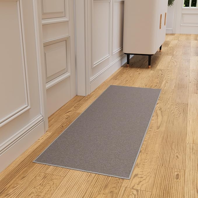 Ottomanson Hallway Runner Rug 2'2" x 6' Non Slip Solid Area Rugs Easy to Clean Laundry Rug Runner Durable & Pet Friendly Floor Carpet Runners for Hallways Entryway Living Room Kitchen, Gray