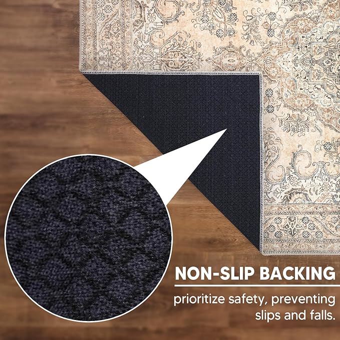 Keen Home Design 2x12 Rug - Machine Washable Runner Rug with Non-Slip Backing, Ideal for Hallway, Entryway, Kitchen, Laundry Room - Vintage, Easy Clean, Durable, Low Pile - (2'6" x 12')