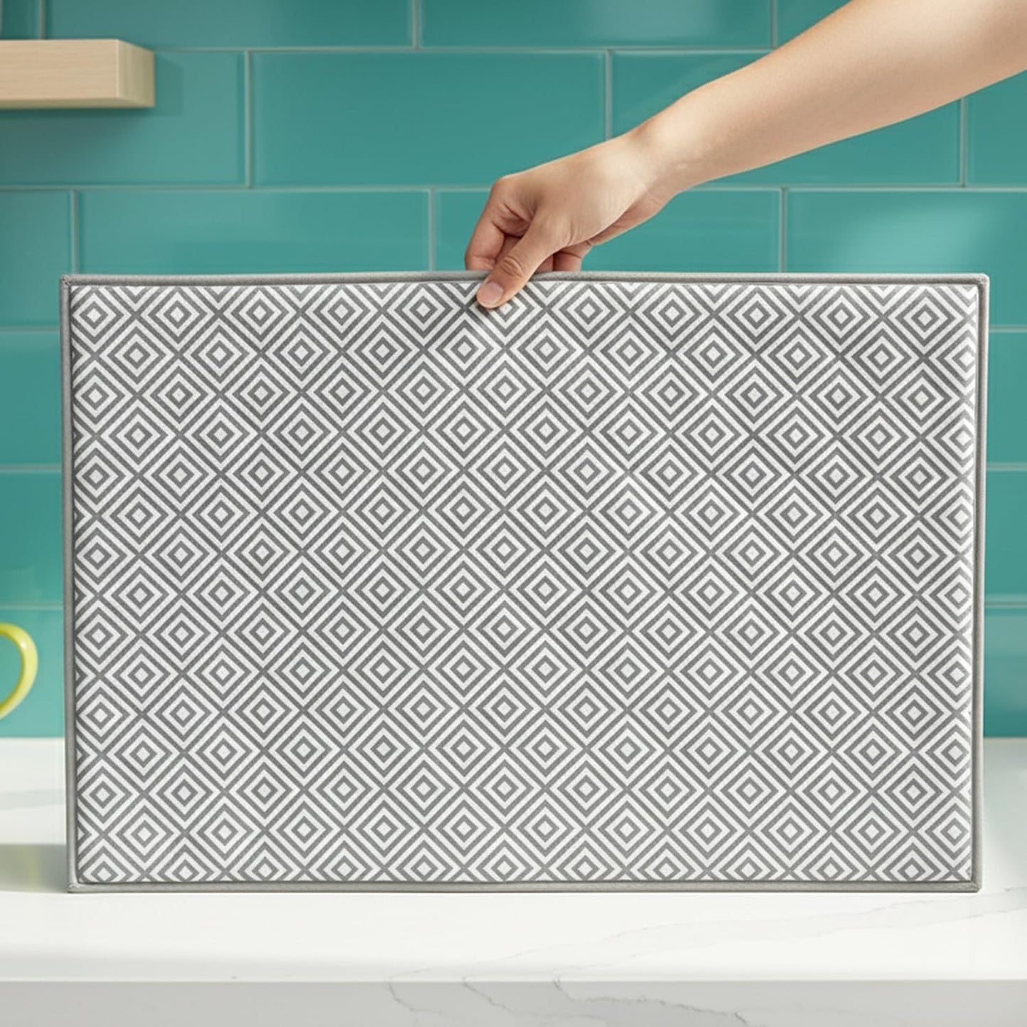 Dish Drying Mat 15"x20" – Ultra Absorbent Microfiber Kitchen Counter Mat, Fast-Dry Dish Pad for Dishes, dish drying mats for kitchen counter, Soft & Durable (Elegant Grey, Large)