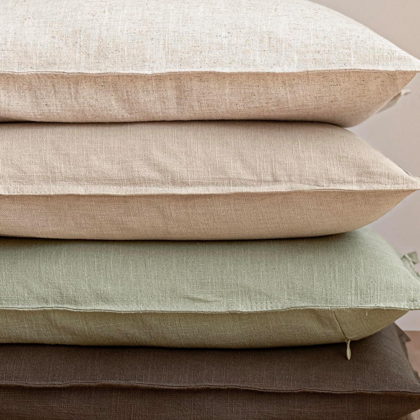 Foindtower Pack of 2, Decorative Linen Solid Throw Pillow Covers Soft Accent Cushion Case Boho Farmhouse Pillowcase for Chair Couch Sofa Bedroom Living Room Home Decor 26 x 26 Inch Light Sage Green