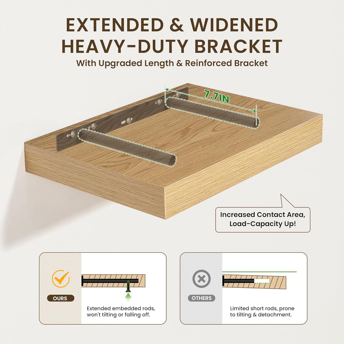 Deep Floating Shelves for Wall - 24 Inch Wide x 12 Inch Deep Oak Floating Shelves Set of 1-24W x 12D Rustic Wide Wood Wall Shelves - Bookshelf Laundry Shelf TV Shelf