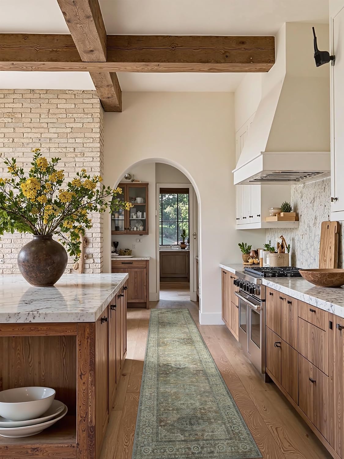 Runner Rug for Hallway Kitchen, 2x12 Machine Washable Runners Rug for Entryway, Soft Modern Boho Throw Rugs, Low Pile Floor Cover with Non Slip Backing, Distressed Light Greyish Sage Green