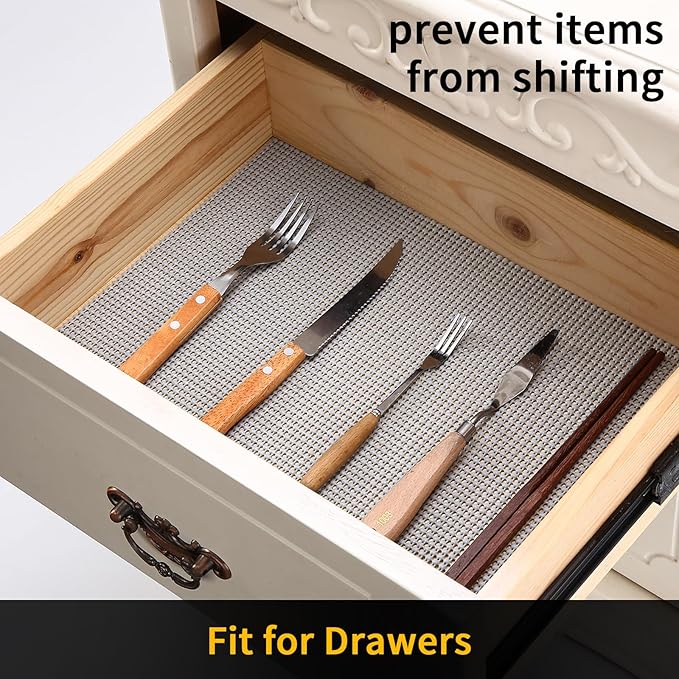 iwtmm Drawer Shelf and Cabinet Liners Non-Adhesive Extra Strong Grip - Keep Items in Place for Kitchen, Bathroom, Office & Wardrobe, Heavy Duty Anti-Slip Liners for Cabinets, Cupboards, Drawers