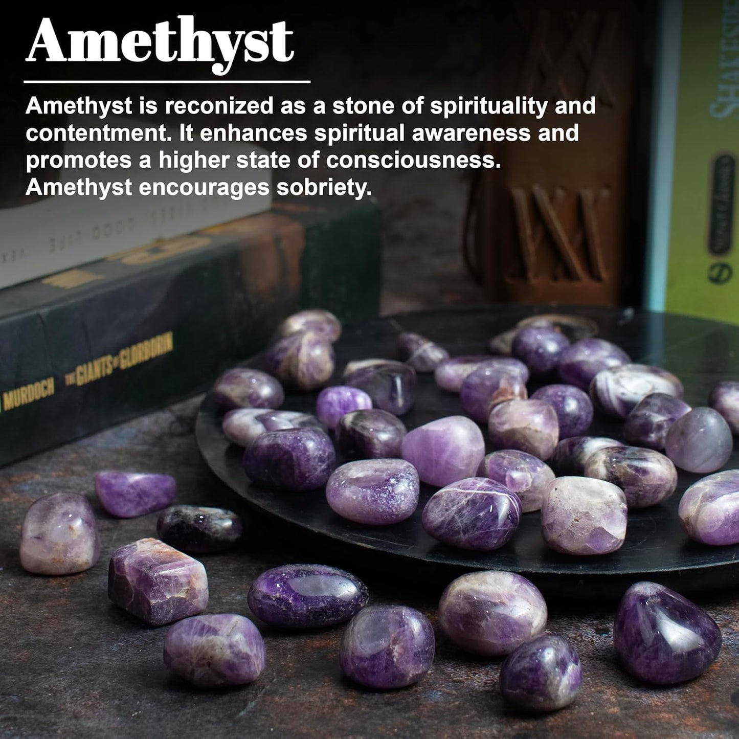 Crocon 1LB amethyst Tumbled crystals and healing stones Kit for Reiki Healing Crystal purple Polished tumble stones Chakra Balancing meditation Reiki Gifts women men DIY Home Decor Size : 20-25 mm