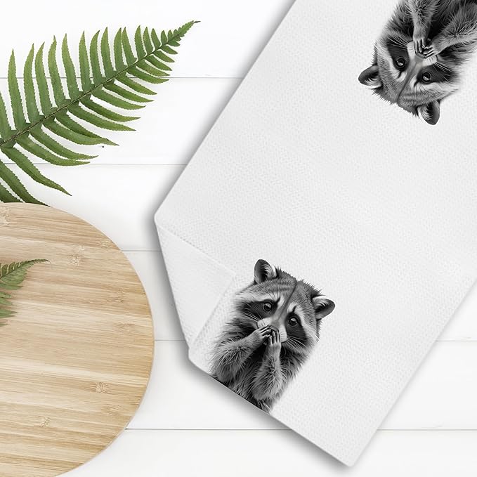 Nipi 108-XJ-MJ Towel Funny Raccoon Lover Gifts Bathroom Hand Towels, Raccoon Bathroom Decor, Cute Kids Hand Towels, 24x16 Inch