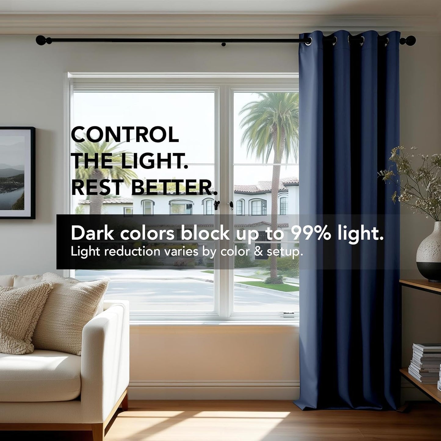 Deconovo Short Curtains 52Wx54L Inch, Blackout Curtains, Light Blocking Panels, Soundproof Window Drapes (Navy Blue, 52Wx54L Inch, Set of 2)