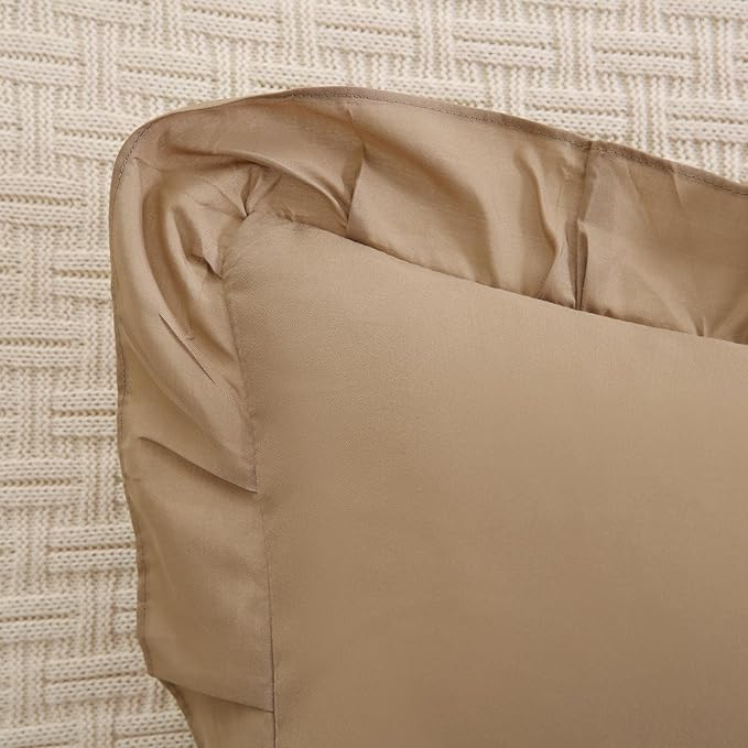 Merryword Taupe Pillowcases King Size Ruffled Pillow Shams Set of 2 Cute Pillowcases Taupe Shabby Chic Pillow Cover 2 Pack