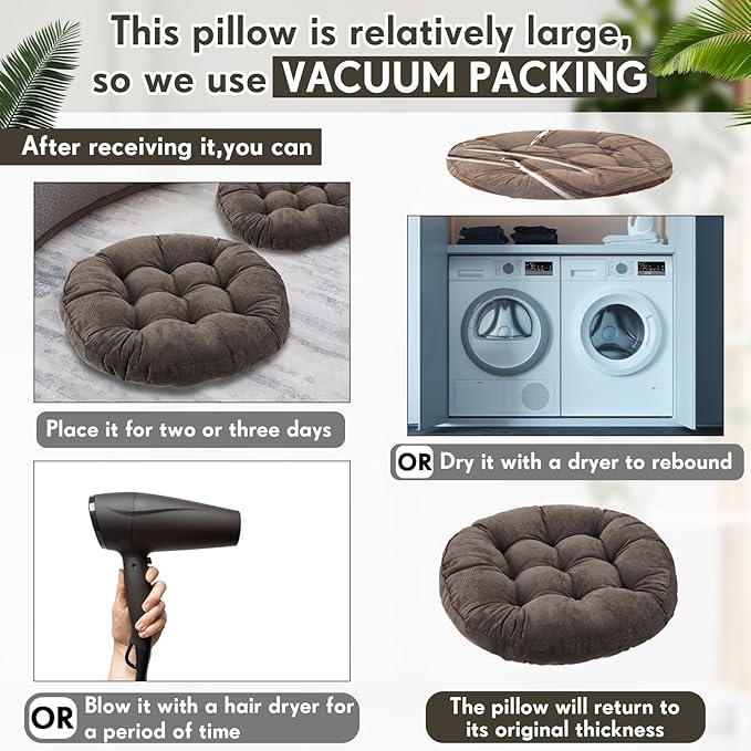 Jerify 4 Pcs Floor Pillow Cushions 22 x 22 Inch Round Square Large Meditation Floor Pillow for Classroom Adult Meditation Picnic Party Cushion for Seating Gift Christmas(Graded Grey,Round)