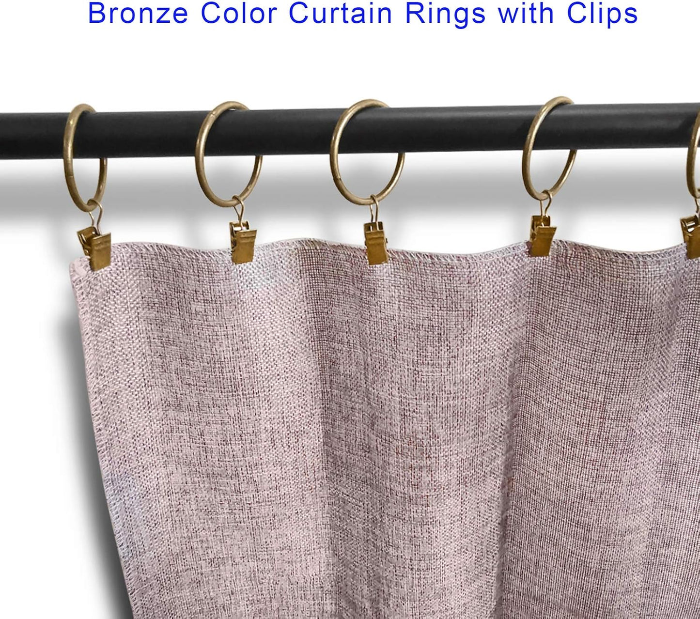40 Pack Metal Curtain Rings with Clips, Drapery Clips Hooks, Decorative Curtain Rod Clips 1.5 in Interior Diameter, Antique Bronze