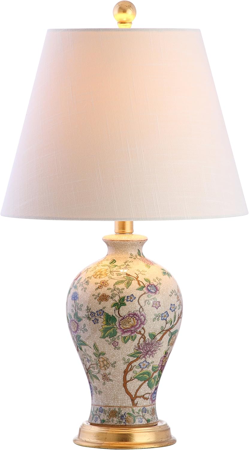 JONATHAN Y JYL3009A Grace 24" Floral LED Table Lamp Classic Cottage Bedside Desk Nightstand Lamp for Bedroom Living Room Office College Bookcase LED Bulb Included, Multicolor