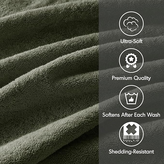 Madison Park 800GSM Bathroom Towel Set of 8 100% Cotton Bath Towel Set for Bathroom Luxurious Highly Absorbent 2 Bath Towels 2 Hand Towels 4 Washcloths Quick Dry Spa Quality Olive Green