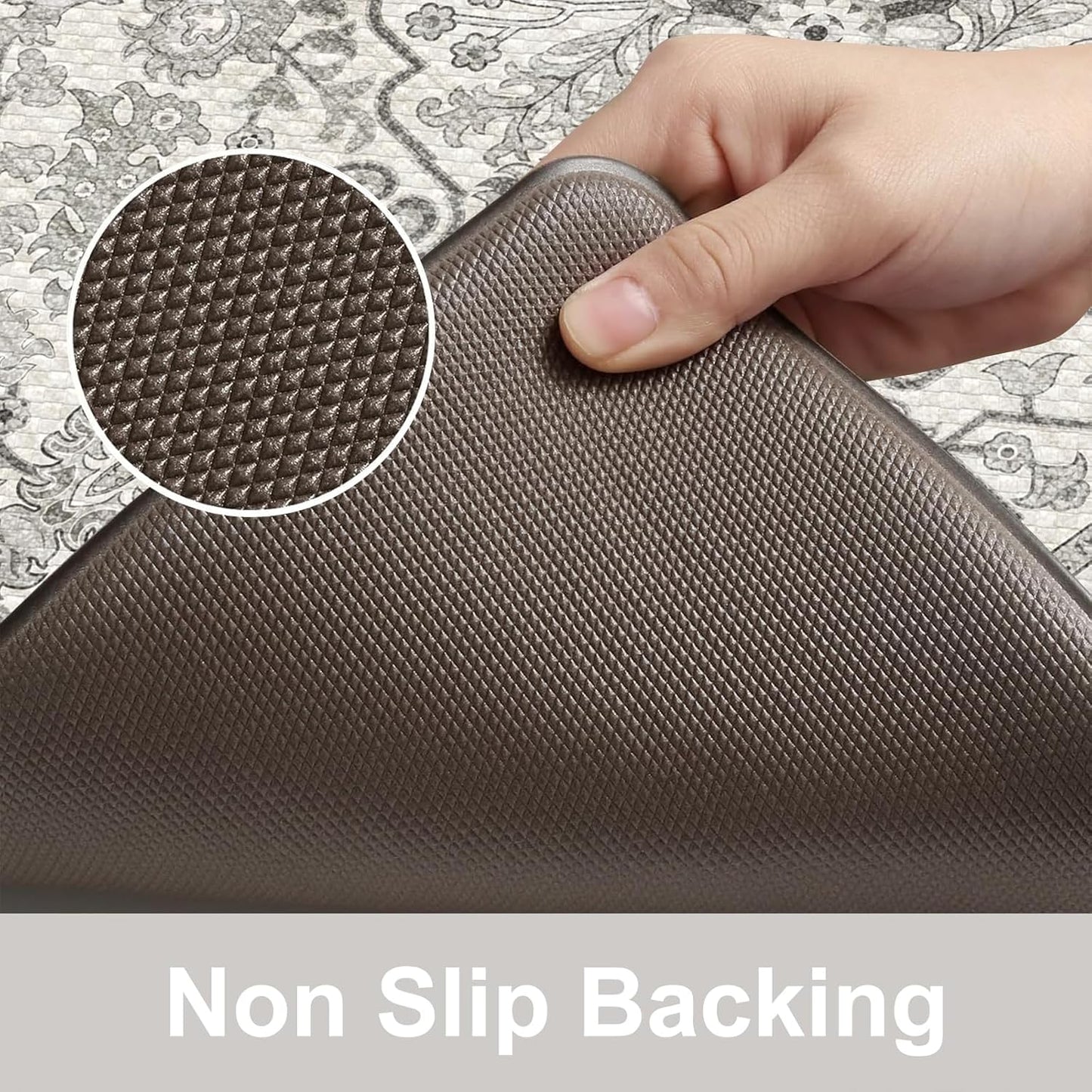 KIMODE Kitchen Mats Cushioned Anti Fatigue, 20"x47"+20"x32" Farmhouse Kitchen Rugs Sets of 2, Non Slip Kitchen Mats for Floor, Padded Kitchen Floor Mats for Sink, Laundry, Desk Grey