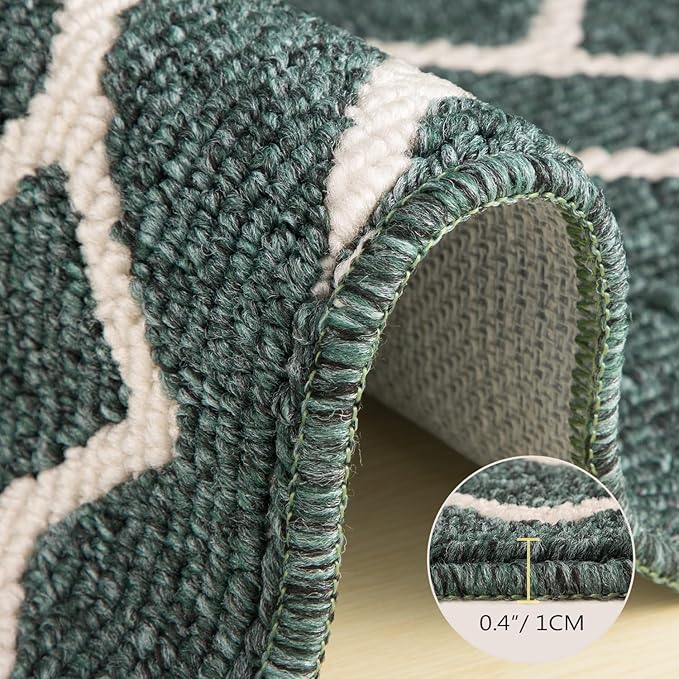 hicorfe Kitchen Rugs and Mats,Kitchen Mats for Floor,36"x59" Non Slip Runner Rug,Absorbent Resist Dirt Comfort Standing Mat Machine Washable for Entryway,Hallway,Front of Sink(Dark Green)