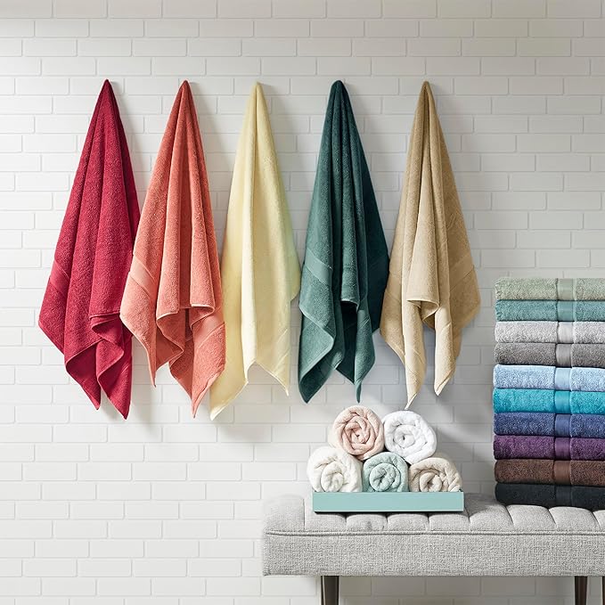 Madison Park 800GSM Bathroom Towel Set of 8 100% Cotton Bath Towel Set for Bathroom Luxurious Highly Absorbent 2 Bath Towels 2 Hand Towels 4 Washcloths Quick Dry Spa Quality Burgundy