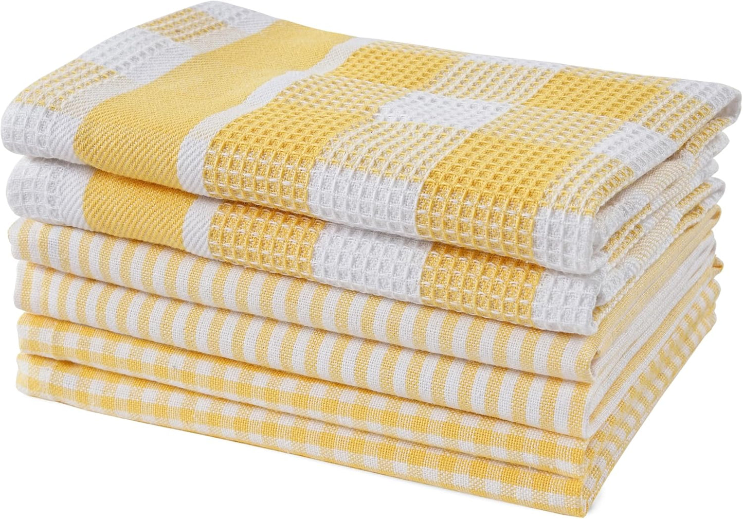 Lane Linen 100% Cotton Kitchen Towels - 6 Pack Dish Cloths Quick Drying, Soft Absorbent - Yellow, 12"x12"