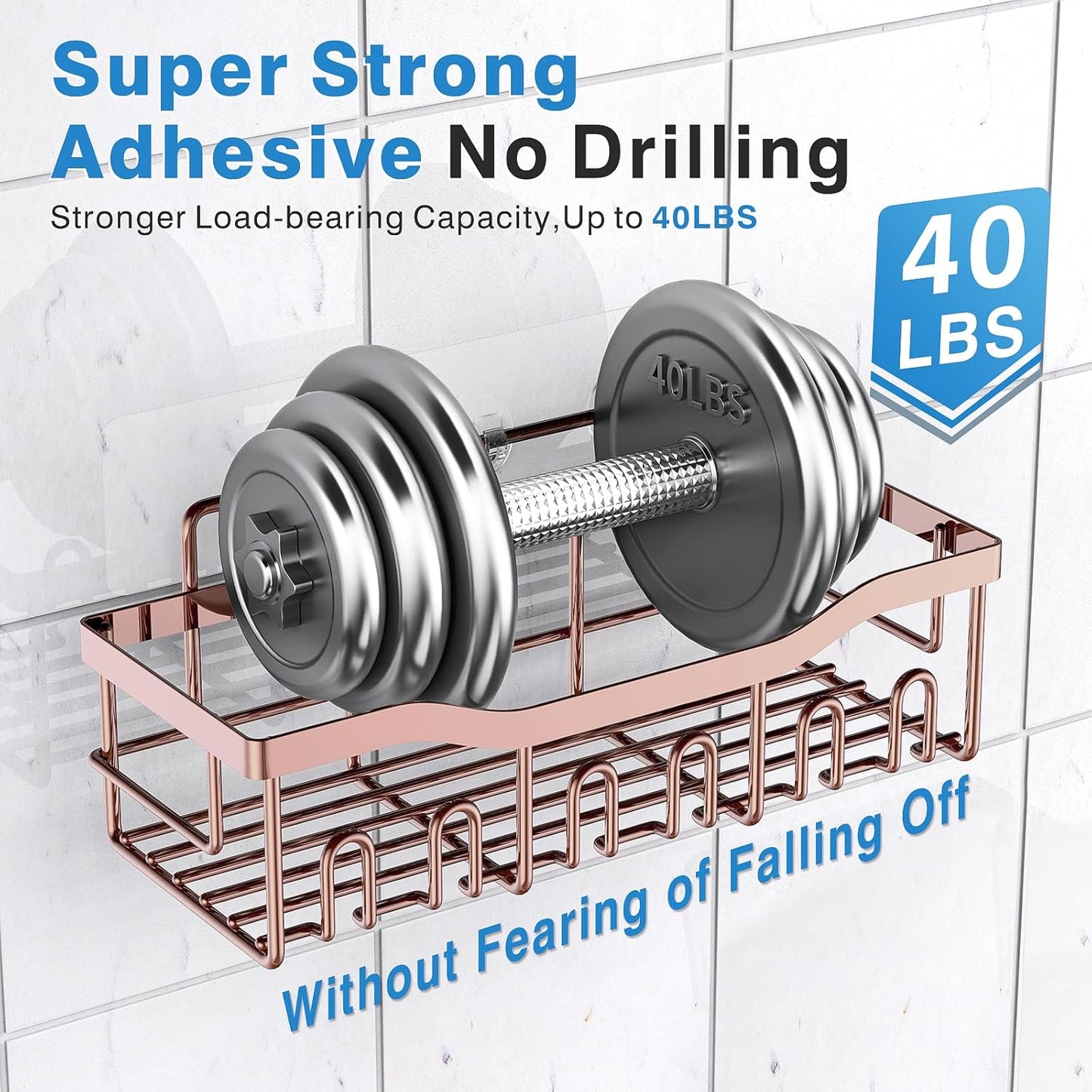 Shower Caddy 2 Pack,Adhesive Shower Organizer for Home Decor&Kitchen Organizers,No Drilling,Rustproof Stainless Steel Bathroom Shelf Organizer