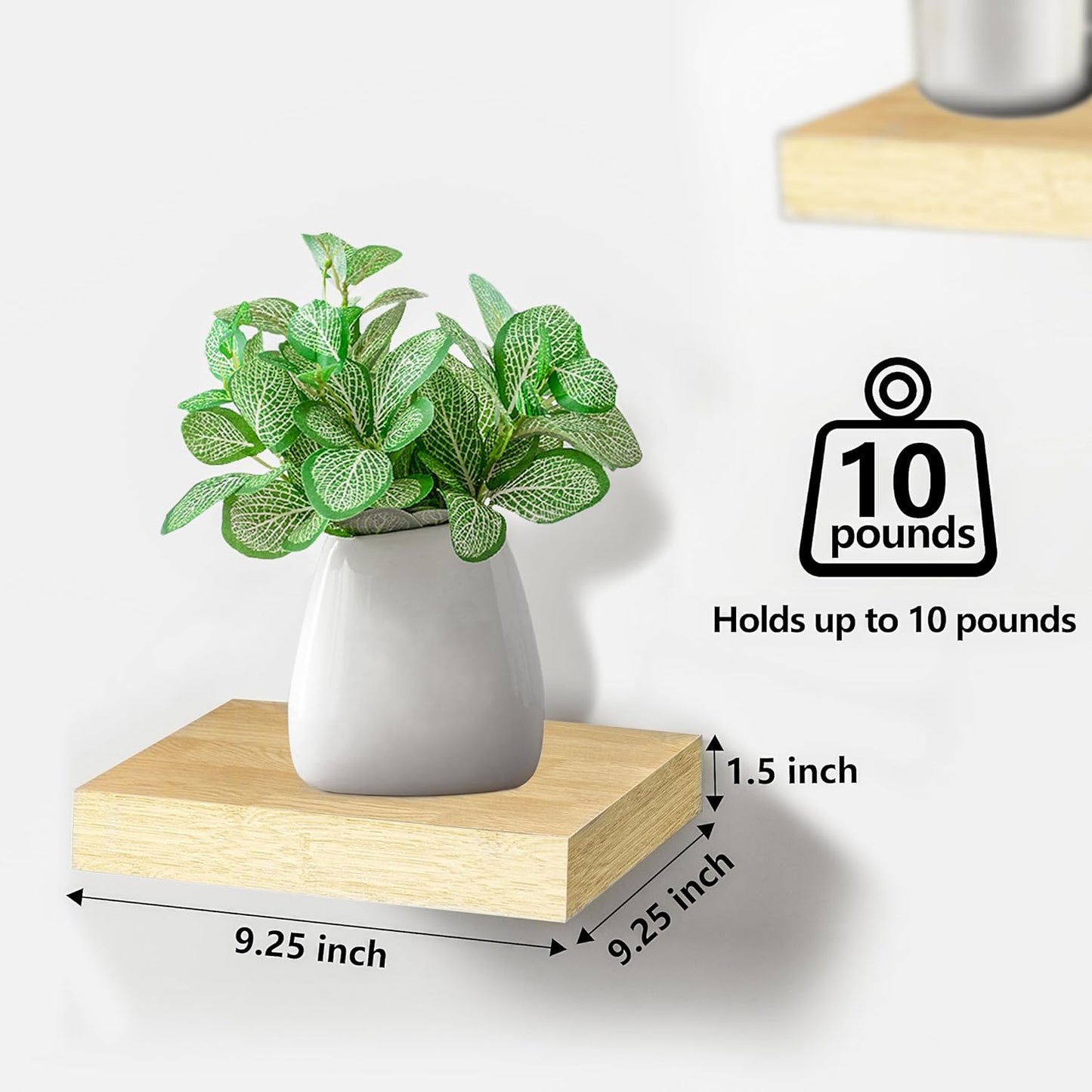 Sorbus Floating Shelves — Hanging Wall Shelves Decoration — Perfect Trophy Display, Photo Frames (Maple Wood)